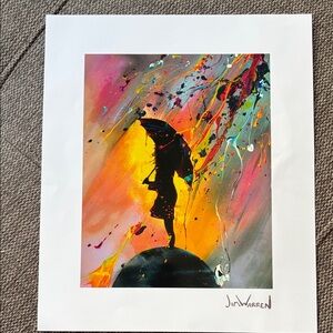 TOP of the WORLD Silhouette Umbrella Art Print in Black and Orange by Jim Warren